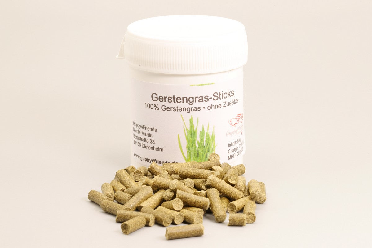 Gerstengras-Sticks Zwerggarnelen Futter. Garnelenfutter. Gerstengras Sticks sind reich an Vitaminen, Mineralien, Spurenelementen. Positive Auswirkung auf die Verdauung und das Immunsystem deiner Tiere. Garnelen lieben es.