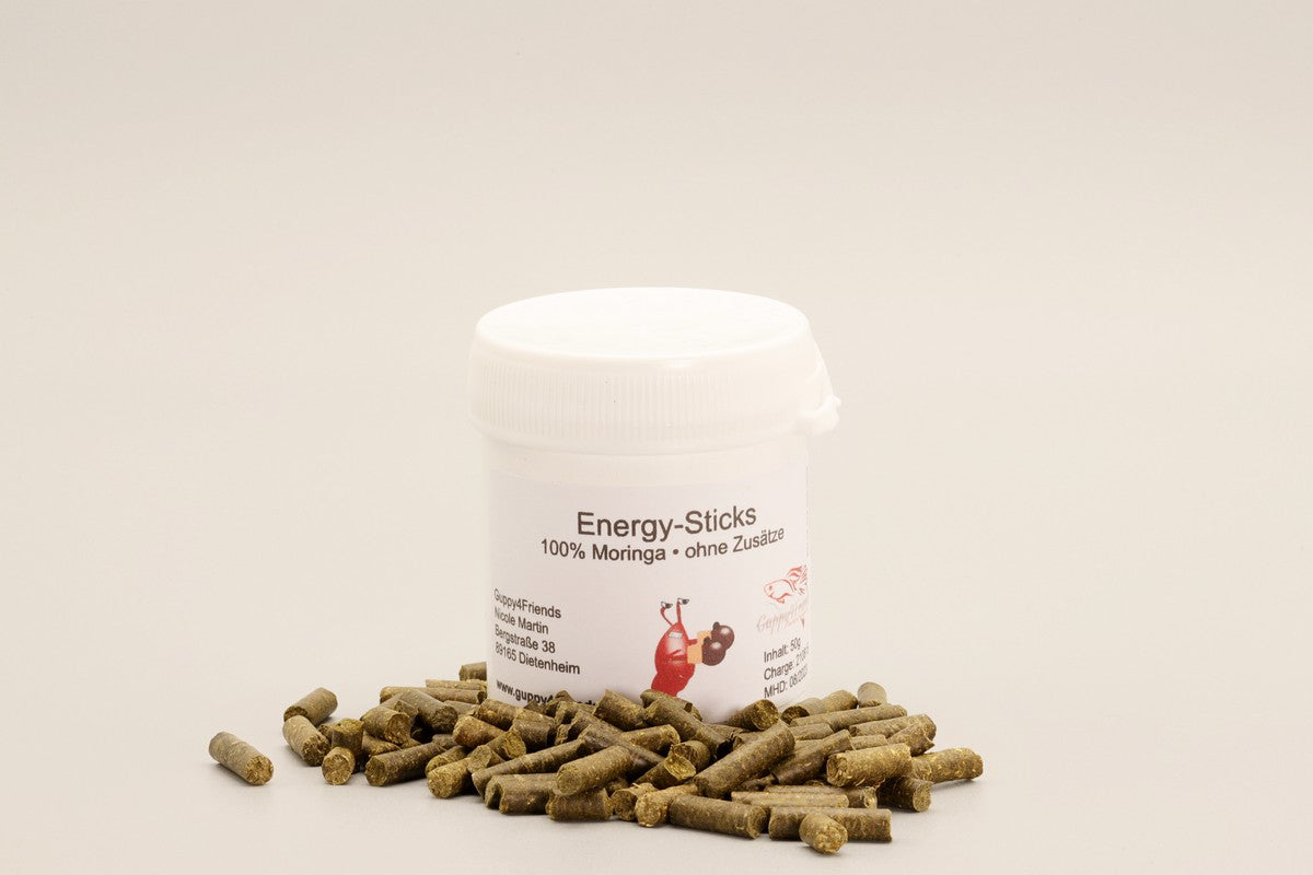 Energy Futtersticks Zwerggarnelen Moringa. Nährstoffreiche Moringa Pflanze. 100% Moringa. Leckerbissen für Zwerggarnelen. Steigert Wohlbefinden Zwerggarnelen. Garnelenfutter
