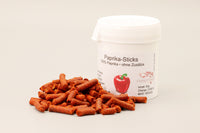 Garnelenfutter Paprikasticks für Zwerggarnelen. Farbverstärkendes Garnelenfutter vorallem bei roten Zwerggarnelen. Intensive Farbei deiner roten Zwerggarnelen. Geeignet für Red Fire Garnele, Red Cherry Garnele, Red Sakura Garnele, Zwerggarnelen rot.
