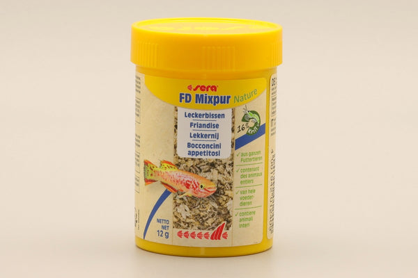 sera FD Mixpur Nature - Leckerbissen Mischung für Zierfische. Gefriergetrocknete Futterorganismen Daphnien, Tubifex, Rote Mückenlarven und Krill. Ihr natürliches Fressverhalten wird gefördert
