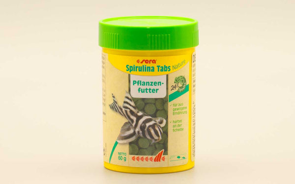 Pflanzenfutter Hafttabletten aus Spirulina, Seealgen, für überwiegend herbivore Fische. sera Spirulina Tabs für eine gesunde Ernährung, fördert die Verdauung und Vitalität deiner Aquariumfisch und Wirbellose. 24% Spirulina. 
