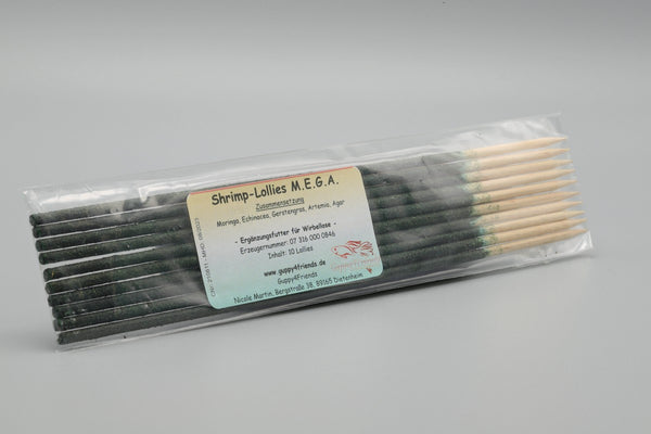 Shrimp Lollies MEGA mit Moringa, Echinacea, Gerstengras, Artemia, Agar. Shrimp Lolly Sorten bei uns im Shop erhältlich. Riesige Auswahl Shrimp-Lollies. 