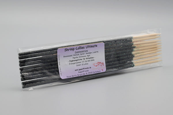 Shrimp Lollies Ultimate. Shrimp Lolly aus Brennnessel, Walnuss, Spinat, Seealgen, Luzerne, Paprika, Echinacea, Agar. Ultimativer Garnelen Lolly für Zwerggarnelen. 