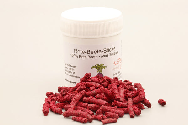 Futtersticks Rote Beete Zwerggarnelen. Garnelenfutter Ziergarnelen. Farbverstärkend bei roten Garnelen. Gemüsefutter Zwerggarnelen. 