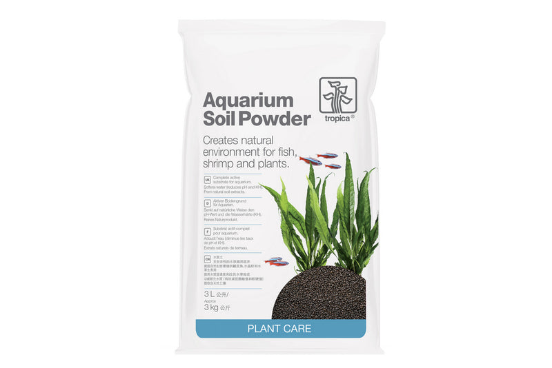 Aquarium Soil Powder Tropica Water Plant Soil Powder. SoilPowder gewährleistet von Anfang an ein gesundes und aktives Pflanzenwachstum und unterstützt die Farbintensivierung rötlicher Farbnuancen der Pflanzen. Für Bodendecker, feine Grasarten, Aquariumpflanzen mit feinen Wurzeln. 